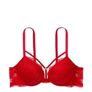 Victoria’s Secret Red Lace Bombshell Bra Size 36C Like New